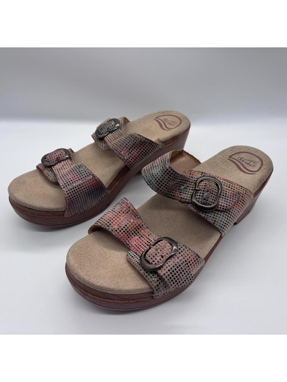 Dansko Sophie Leather Slide Colorful Women's EU 40 Metallic Double Strap Buckle